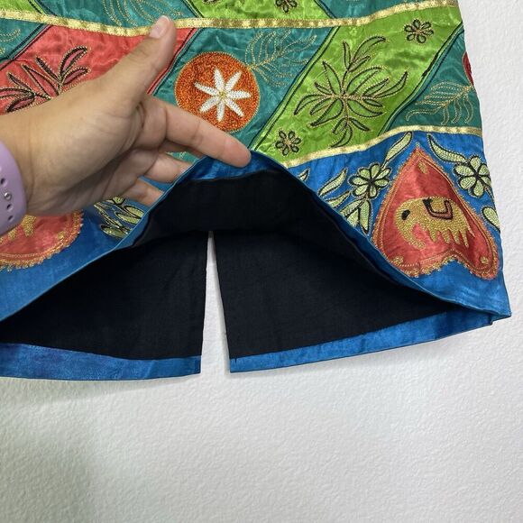 Vintage Sandy Starkman Skirt Sz 8 Green Pencil Gypsie Fairy Boho Whimsical Funky - Picture 3 of 9